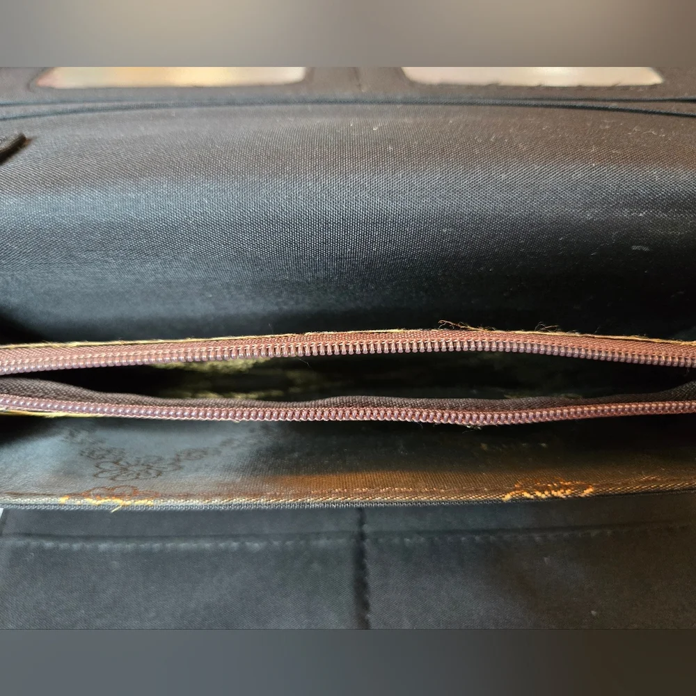 American Bling Western Black Faux Leather Wallet Turquoise Concho‎ Embellishment